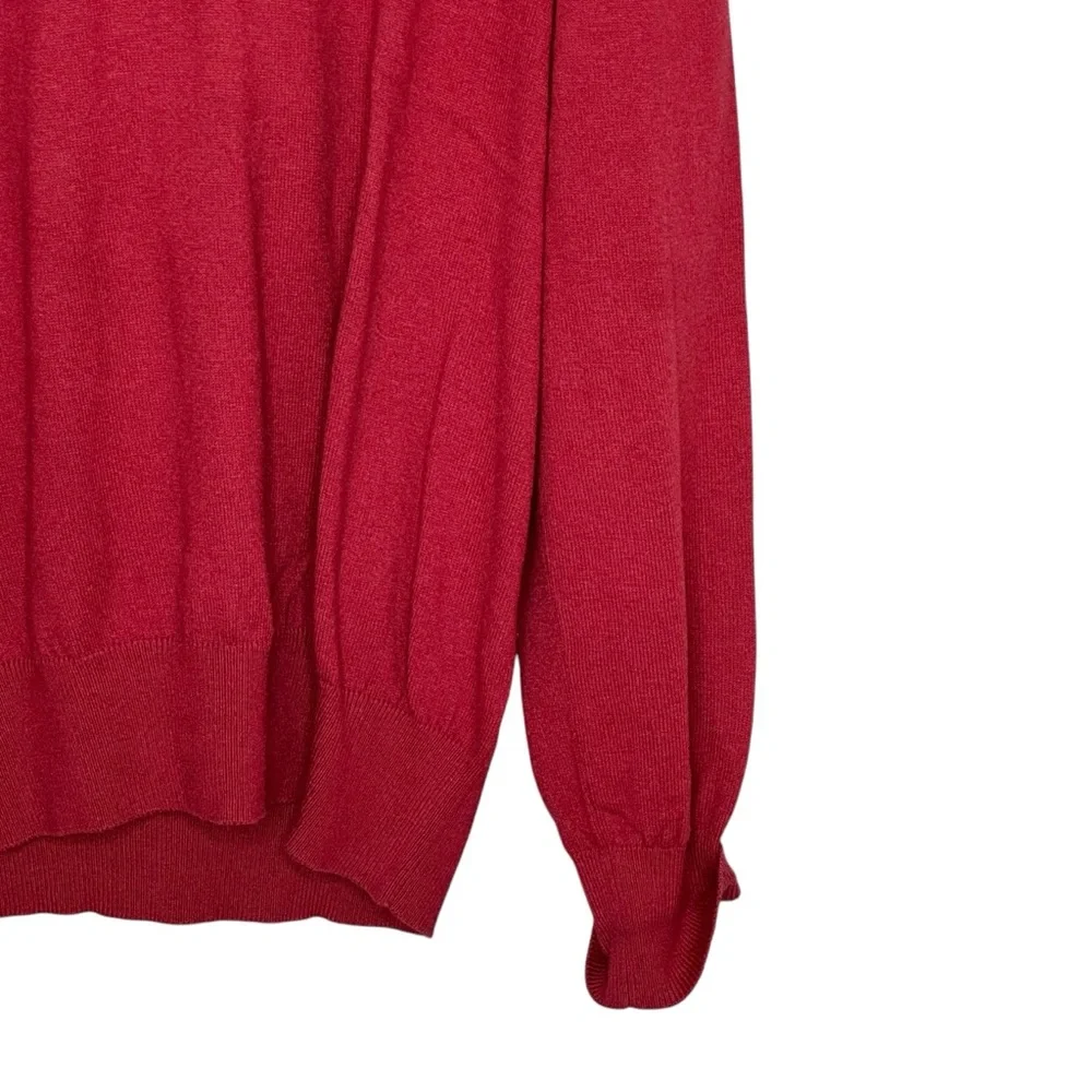 Men’s Banana Republic Dize Large “Red Heather” Cotton/Cashmere V-Neck Sweater